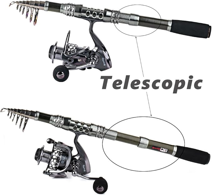 Sougayilang Telescopic Fishing Rod Reel Combos with Carbon Fiber Fishing Pole Spinning Reels and Fishing Accessories