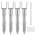 VEVOR Ground Screw, No Dig Ground Anchor 4 Pack 3.94 x 2.76 x 27.56 in DIY Screw in Stake, Includes 6 Lag Bolts & a Rebar, U-Shape Heavy Duty Steel Post Holder, Great for Mailbox and Fence Posts