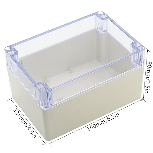 LeMotech ABS Plastic Junction Box Dustproof Waterproof IP65 Electrical Enclosure Box Universal Project Enclosure Grey with PC Transparent Clear Cover 6.3 x 4.3 x 3.5 inch(160 x110 x 90 mm)