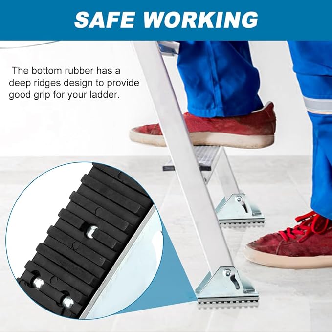 2 Pack Aluminum Anti-Skid Shoe Feet for Extension Ladders Replacement Parts Rubber Padded Feet Ladder Accessories Compatible with Most Ladders Silver Black