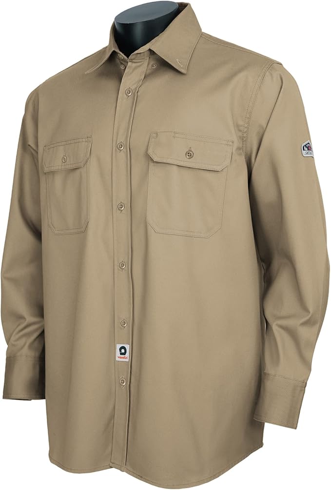 100% Cotton Mens Fr Shirts 7.5oz Flame Resistant Shirts NFPA2112 Men's Fire Retardant Welding Shirts
