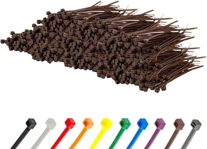 GTSE 4 Inch Brown Zip Ties, 10,000 Bulk Pack, 18lb Strength, UV Resistant Small Nylon Cable Ties, Self-Locking 4" Tie Wraps
