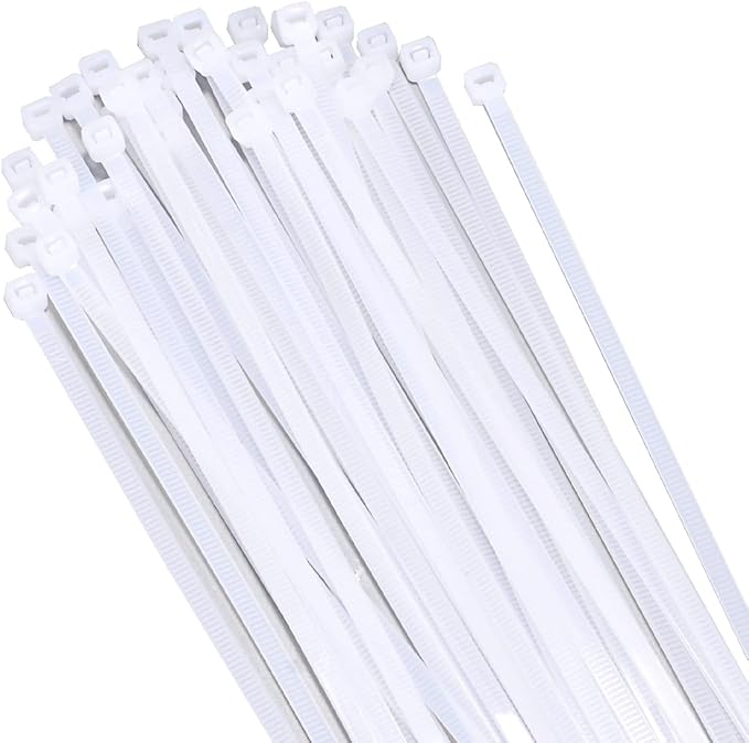 12 Inch White Zip Ties 1000 Pack Bulk, 50 lbs Heavy Duty Nylon Cable Ties, UV Resistant Self Locking Wire Ties for Commercial, Garden, Indoor Outdoor Use