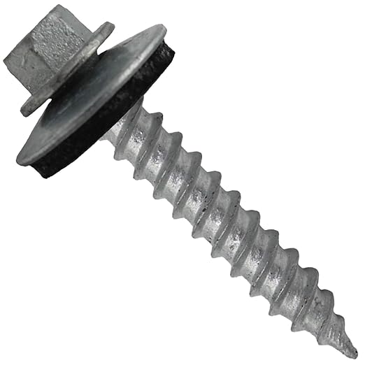 Metal Roofing Screw: (250) 12 x 1-1/2" ZINC Hex ReGrip Sheet Metal Roof Screw. Sharp Point metal to wood siding screws. 5/8" EPDM washer.