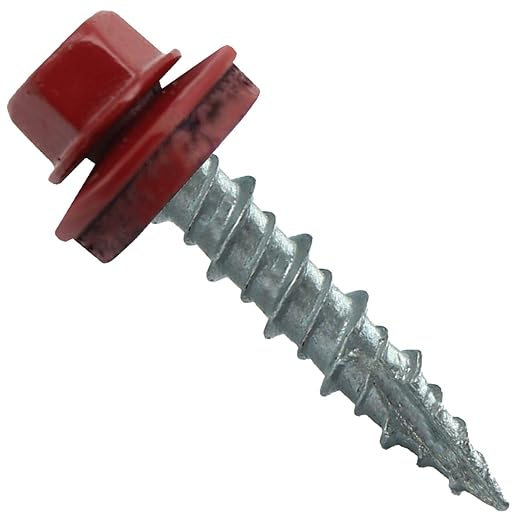 Metal Roofing Screws: (250) 10 x 1 Dark Red Hex Head Sheet Metal Roof Screw. Self Starting Metal to Wood siding Screws. EPDM Washer. Colored Head