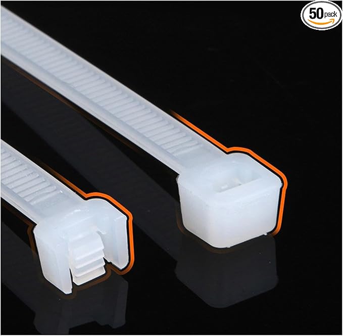 White Zip ties 24 Inch Heavy Duty Cable Ties 50 Pack 0.3" Wide plastic Zip Ties for Outdoor Indoor Use 120lb Tensile Strength Electrical Wire Organizing & Bundling