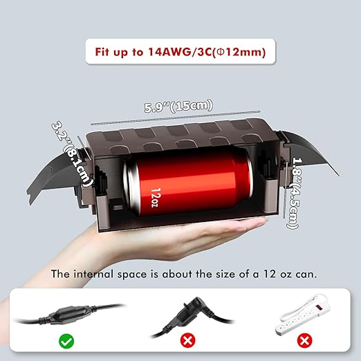 Flemoon IP55 Small Outdoor Electrical Box Waterproof (Inner 5.9 x 3.2 x 1.8inch), Extension Cord Cover with Detachable Awning Covers for Plug, Outlet, Holiday Lights, Brown