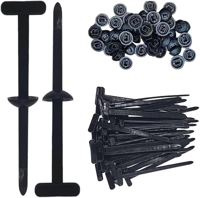 100pcs Nylon Universal Cable Tie Buckle – Heavy Duty Self-Locking Zip Ties With Pin & Button Design, Plastic Cable Ties Tool, UV Resistant Wire Ties for Car Daily Repair