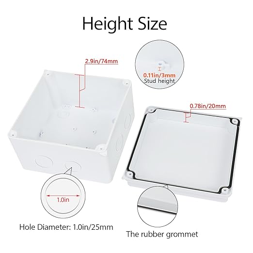 LeMotech Junction Box, Electrical Box IP65 Water Resistant Dustproof ABS Plastic Project Enclosure for Electronics White 5.9X 5.9X 3.9 inch