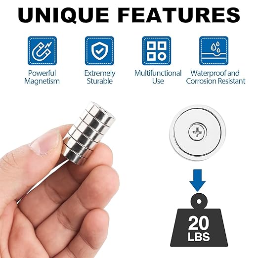 LOVIMAG 20LBS Neodymium Magnets, 6Pack Rare Earth Magnets with Matching Screws, for Kitchen Doors, Tool Room, Lifting - 0.63x0.19inch