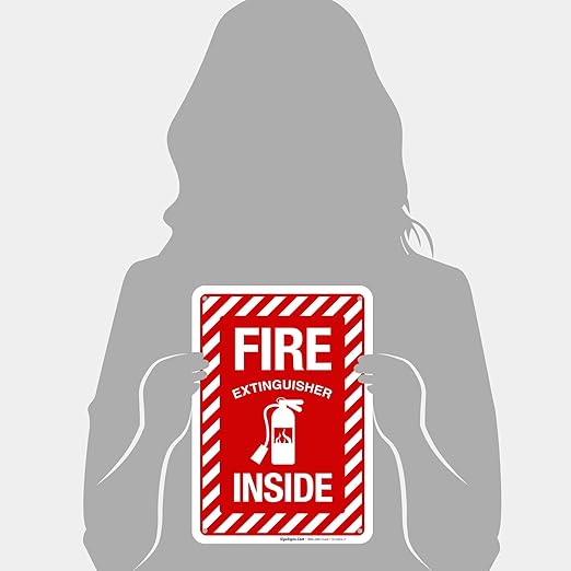 Fire Extinguisher Inside Sign, Fire Safety Sign, 10x7 Inches, 55 mil Thick HDPS, Made in USA