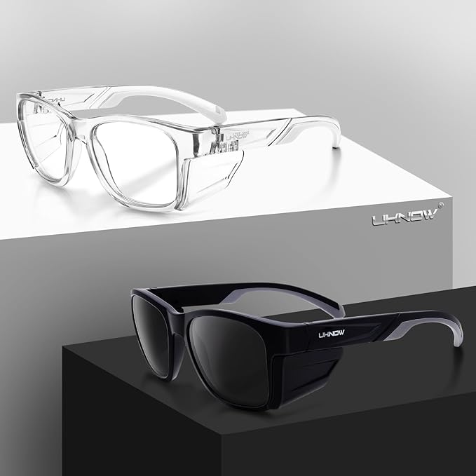 UKNOW Safety Glasses - Anti Fog Lenses - Eye Protection with Side Shields - ANSI Z87.1 Protective Eyewear - UV Protection