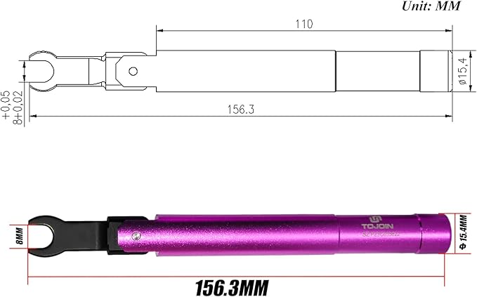 TOJOIN 1 pcs SMA Torque Wrench for RF Connector 8 in·lbs (0.9 N·m) Opening 8mm (5/16") for SMA 3.5mm/2.92mm Adapter Convertor Portable Spanner for Professionals Industry Purple