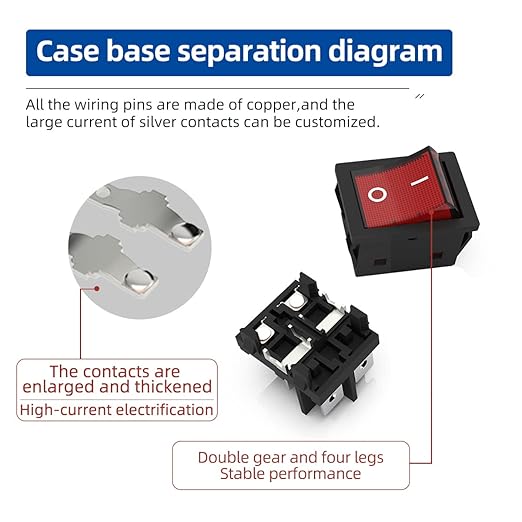 JD 2pcs 30A Power Switch 125V/250V AC Boat Rocker Switch ON/Off Switch 4Pins 2Position Red Light Illuminated Toggle Switch with UL Certificate