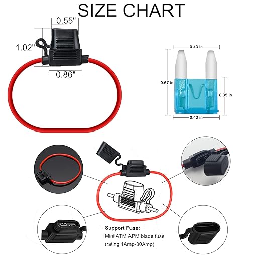 MuHize 12V Mini Fuse Holder - 120 Pcs Multi-Size Blade Fuses (2A 3A 5A 7.5A 10A 15A 20A 25A 30A 35A) & 10pcs 14AWG Holders, for Car Audio/RV Protection