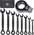 Klein Tools 69408MG Ratcheting Combination Wrench Set, Metric, 8-Piece, 8 to 19 mm, Steel Alloy, Foam Pouch, 90-Tooth