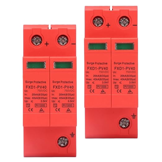 2P Protective Devices 2pcs 2P Protective Devices 40KA DC Photovoltaic Arrester with Remote Protectors (DC 750V)
