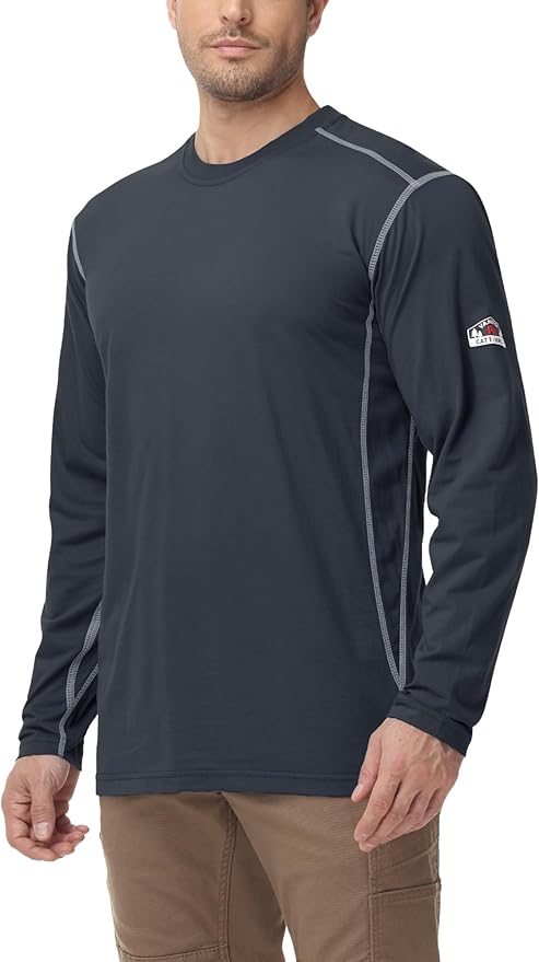 FR Shirts for Men 4oz Lightweight Fire Resistant Shirts for Men Long Sleeve Welding Shirt CAT1