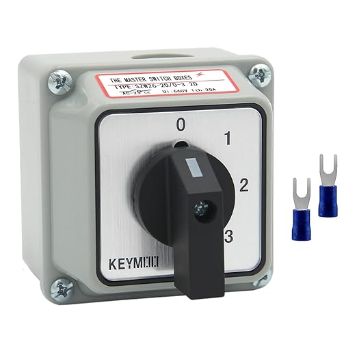 20A Rotary Changeover Switch with Box, 660V 4 Position 2 Poles 8 Terminals, Blue Universal Selector Switch with Fork Terminals, IP65 (4 Positions 2 Poles - Blue)