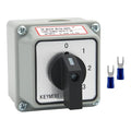 20A Rotary Changeover Switch with Box, 660V 4 Position 2 Poles 8 Terminals, Blue Universal Selector Switch with Fork Terminals, IP65 (4 Positions 2 Poles - Blue)