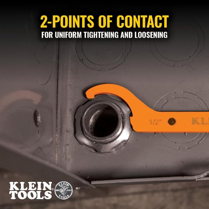 KLEIN TOOLS 50901R Conduit Locknut Wrench Set, 1/2, 3/4 and 1-Inch, Straight Compact Alloy Steel Design Tightens and Loosens Locknuts in Tight Spaces, 3-Piece