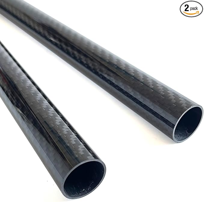 2pcs Carbon Fiber Tube 22mmx20mmx420mm 3K roll Wrapped Twill Glossy Finish