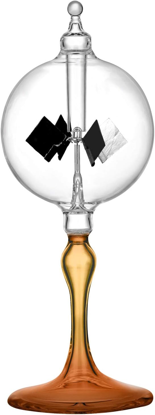 Medium Orange Solar Power Radiometer Crookes Spinning Vanes Glass Windmill Gift Home Desk Decoration M