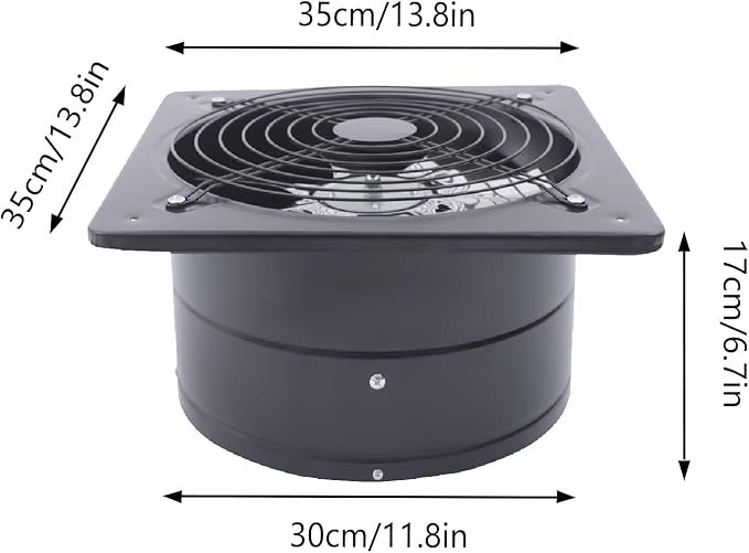 12'' Explosion Proof Exhaust Fan, 125W Industrial Axial Flow Fan Utility Blower Ventilator Extractor Factory Extraction Ventilation for Garage Shops Kitchen, 2800RPM