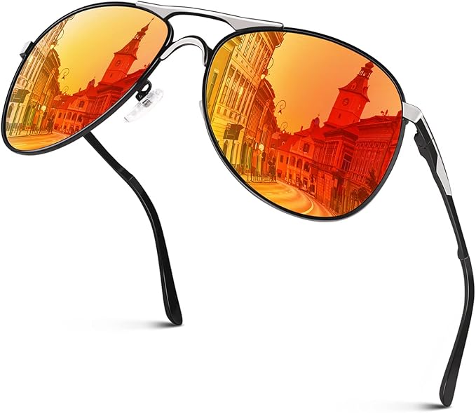 GQUEEN Classic Military Style Pilot Polarized Sunglasses Spring Hinges Al-Mg for mens womens MOS1