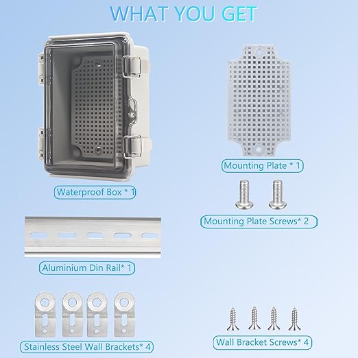 Electrical Box, Outdoor Waterproof Box IP67 Junction Box with Mounting Plate,ABS Plastic Project Box Power Cord Enclosure Clear 5.9" Dx3.9 Wx2.8 H