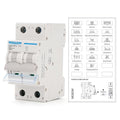 MOLLOM DC 2 Pole Miniature Circuit Breaker, 500V 10Amps, C10 Scene Visualization Custom MCB Thermal Magnetic Trip, 6KA Breaking Capacity DC Disconnect Switch for Solar PV System