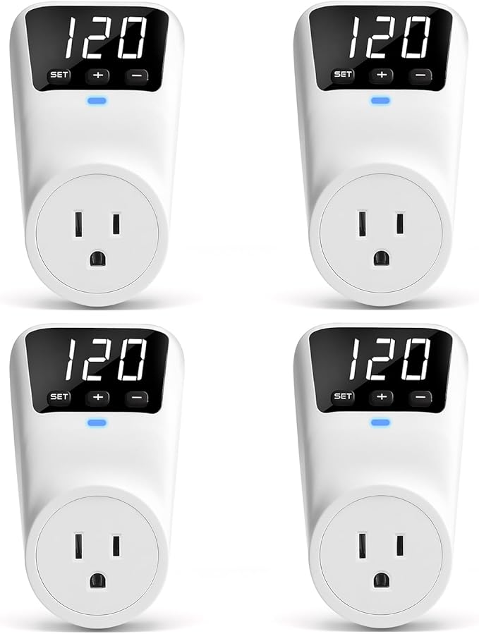 BSEED Surge Protector, 1800W Wall Surge Protector for Refrigerator, TV, PC, Home Appliance, Voltage Regulator with LED Display Screen, Adjustable Voltage Protector, 15A, 120V, 4 Pack