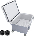 Waterproof Outdoor Electrical Box Junction Box Weatherproof IP67 ABS Plastic Enclosure Switch Router Project Box with Mounting Plate with Wall Bracket 2 Cable Glands Clear 11.81" x 7.87" x 5.12"