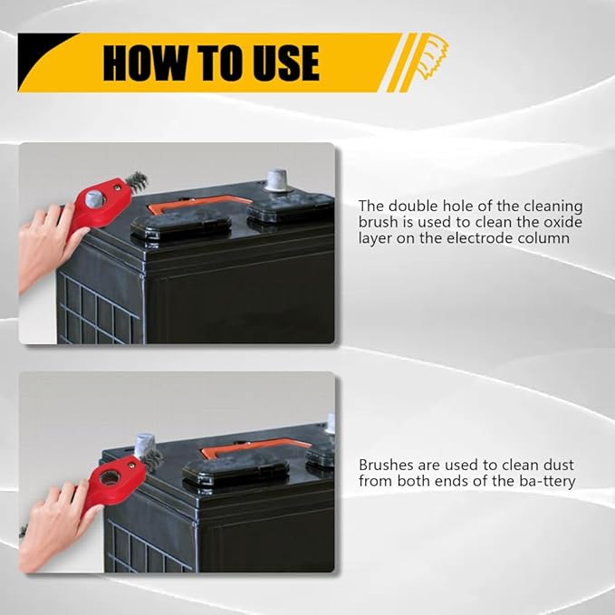4 in 1 Car Battery Cleaning Brush, Battery Terminal Cleaner, Copper Pipes Cleaner Brush Tool, Auto Universal Interior and Exterior Battery Terminals Machine Parts Anti-Corrosion Battery Terminals