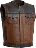 First Mfg Co - Lowside - Mens Motorcycle Biker Riding Canvas, Leather, Twill, Perforated Leather Vest