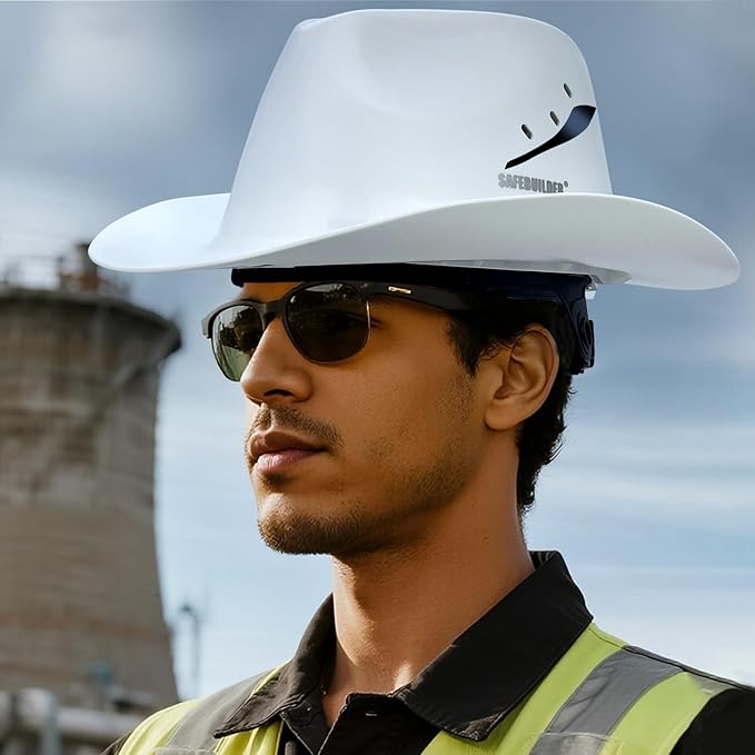Cowboy Style Hard Hat Class C Safety Helmet Vented Full Brim Hard Hats Work Safety Helmet for Men and Women Outdoor,Industrial,Construction Head Protection- ANSI Approved