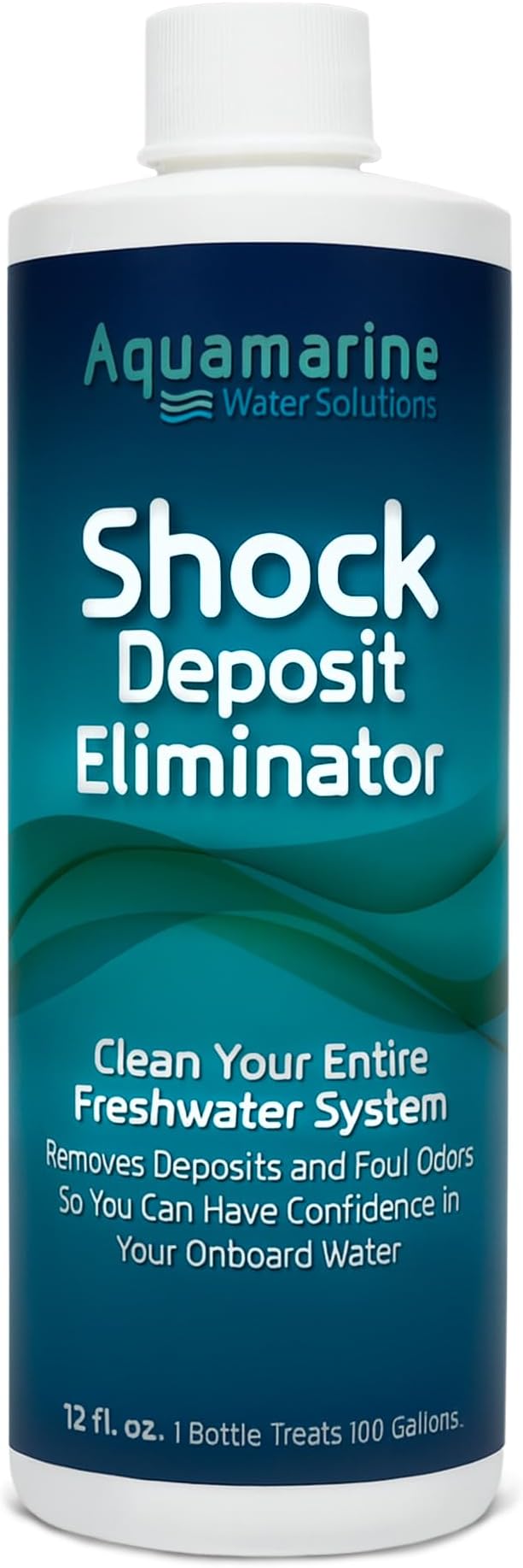 Aquamarine Water Solutions – Shock RV & Boat Water Tank Deep Cleaner and Deodorizer – Treats, Maintains Boat, RV & Household Fresh Water Systems – Ideal for Use Following Seasonal Storage – 12 Fl Oz