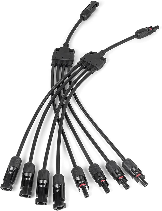 Solar Panel Connector 4 to 1 Solar Panel Splitter 4 Way 1000V Solar Panel Parallel Connectors Solar Adapter Cable Plug Pair for Solar System Solar Panel (4 to 1 1 Pair)