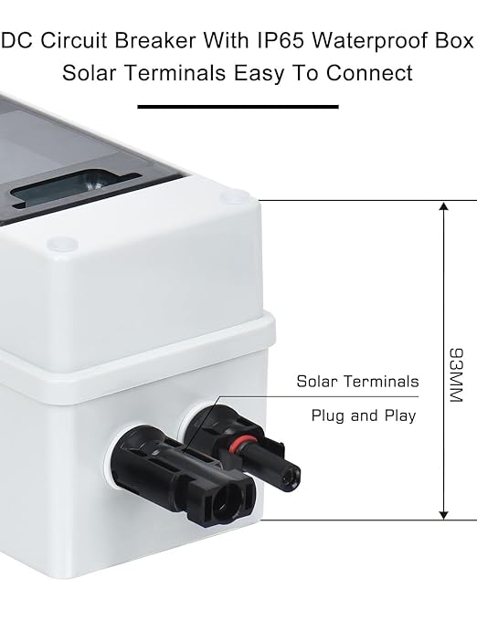 DIHOOL 30 Amp Solar Disconnect Switch, Miniature Circuit Breaker with din Rail Enclosure Outdoor Box for Solar Panels