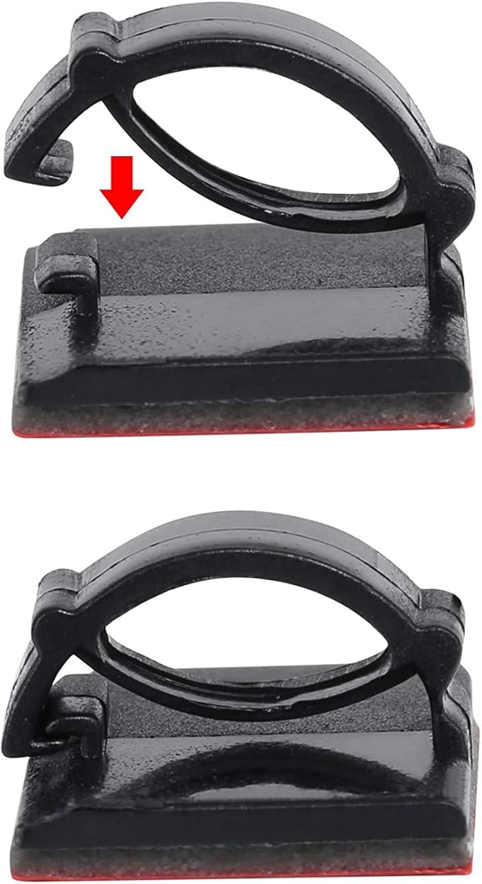 50PCS Self with 3M Adhesive Cable Clips Management Strong Wire Holders Cord Organizer Cable Clamp Sticky Desk Management for Office Home Car Tables PC Laptop TV Walls, Black