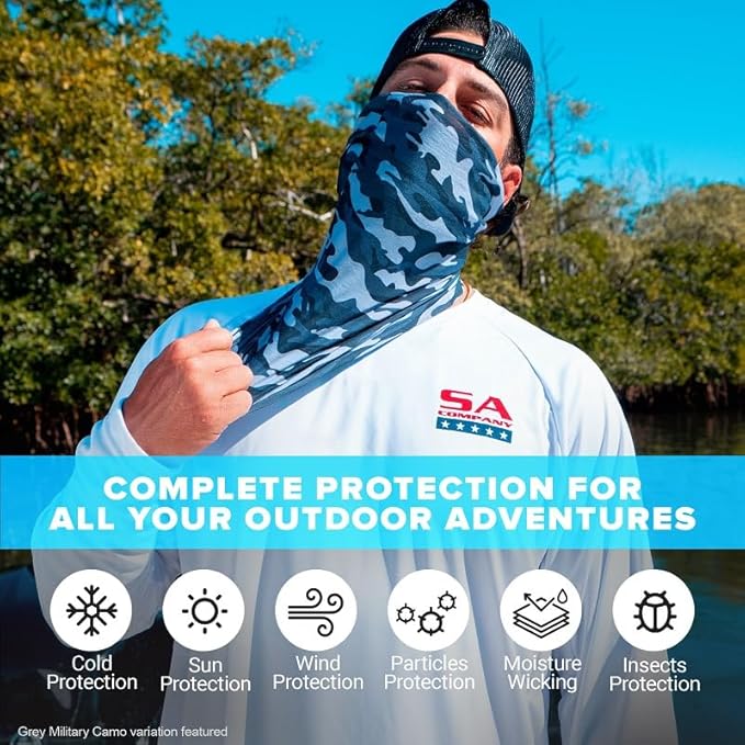 S A Company 5-Pack UV Face Shield | UV 30+ Multipurpose Neck Gaiter Balaclava for Adults | Multiple Color Packs