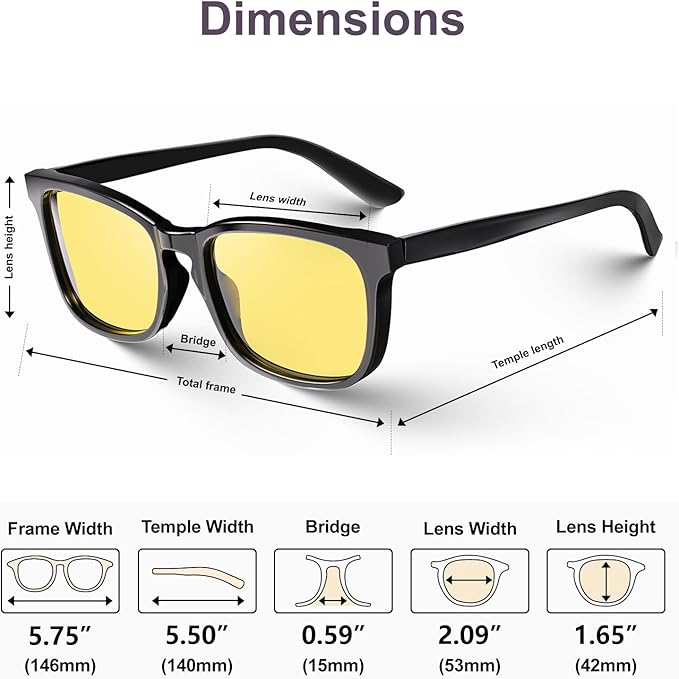 VISOONE Blue Light Blocking Glasses Square with Anti Computer Glare for Gaming Women and Men MONTANA
