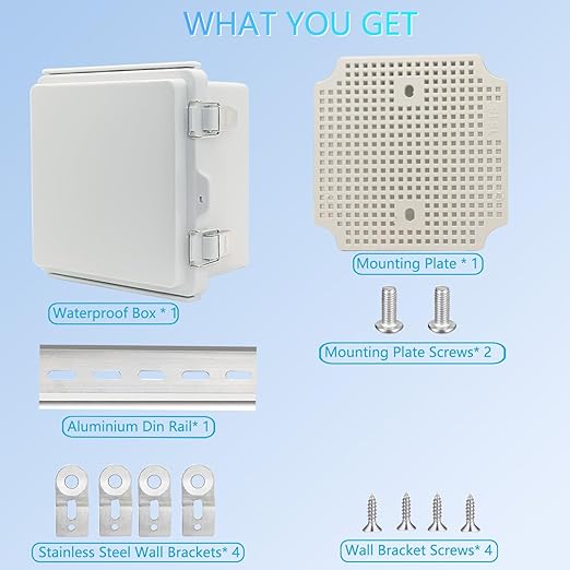 Electrical Box, Outdoor Waterproof Box IP67 Junction Box with Mounting Plate,ABS Plastic Project Box Power Cord Enclosure Grey 5.9" Dx5.9 Wx3.5 H