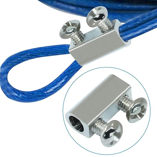 20 Pcs Stainless Steel Wire Rope Cable Clamps, Adjustable Clamp Double Hole Fastener, New Upgrade Fastener(3.0mm Wire Holes)