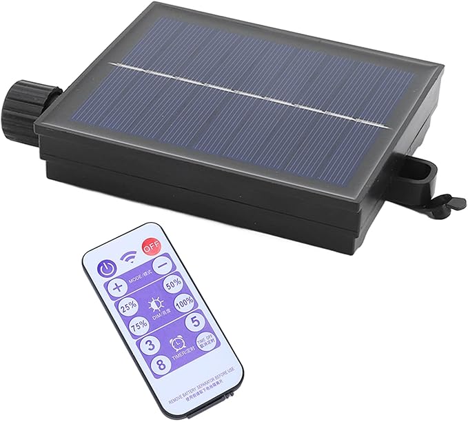 Diydeg Replacement Solar Panel, Automatic Waterproof Adjustable Solar String Light Control Box with Remote Control, Solar Lamp String Circuit Board (Output Flat Pressure 3V)