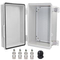Waterproof Electrical Box, IP67 Junction Box Stainless Steel Latch Hinged Grey Cover Project Enclosure with Wall Bracket 11.8" x 7.87" x 5"