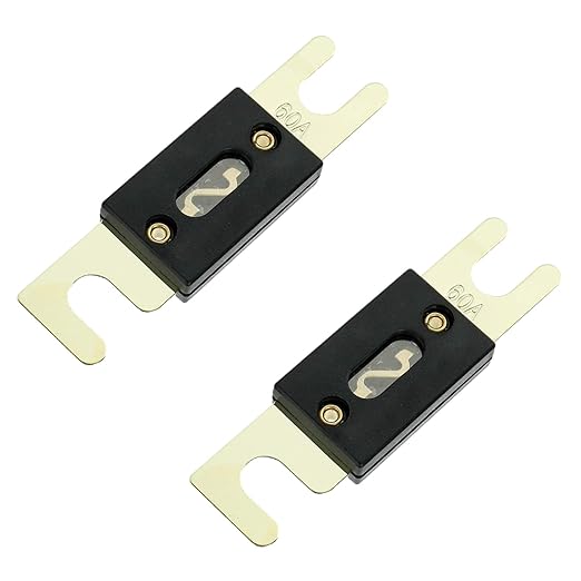 BOJACK 0/2/4 Gauge ANL Fuse Holder and Fuses for 0-8 Gauge AWG Fuse Block/Box - 60A (Pack of 2)