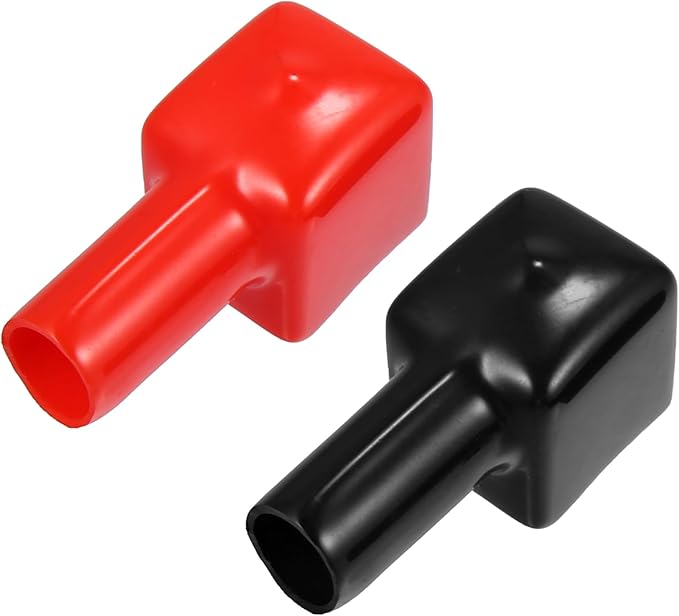 1 Pair Battery Terminal Insulation Covers, 10mm 0.39" Car Battery Post Cap Universal for Motorcycle Truck Marine Durable PVC Red Black