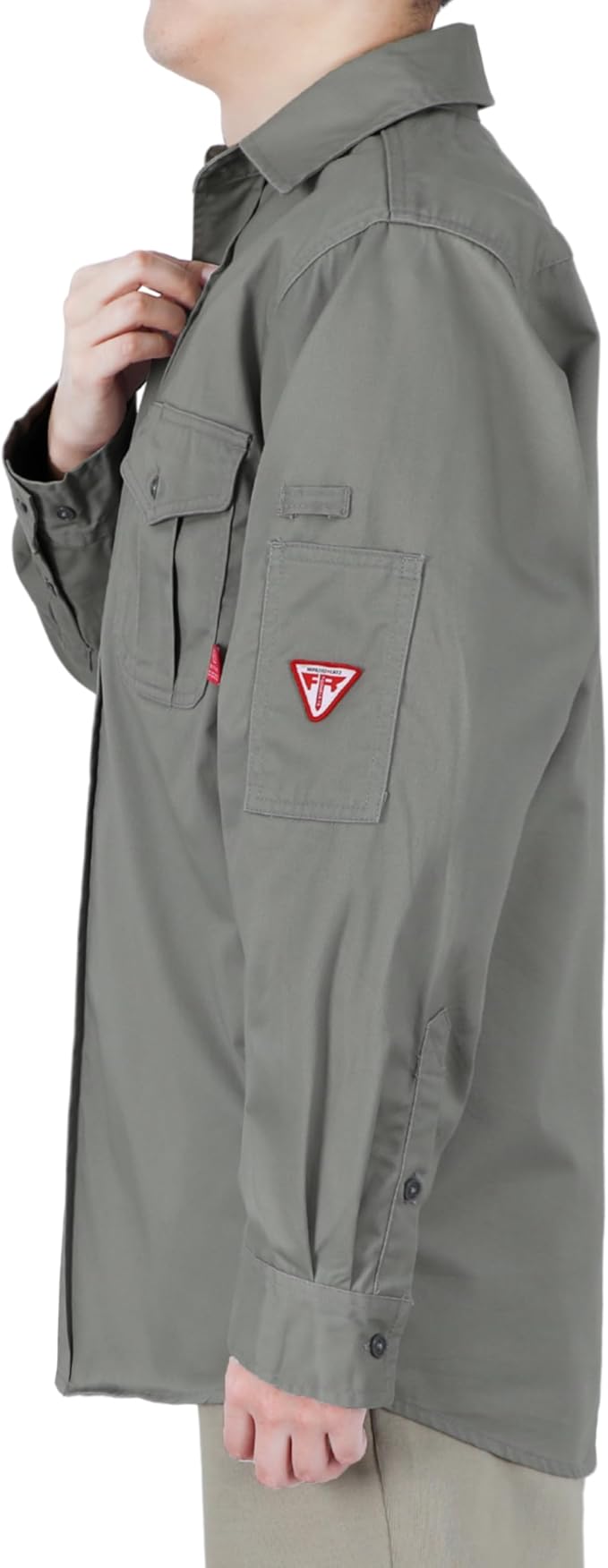 TICOMELA Men’s Mid-Weight FR Welding Shirt, 7.5oz 100% Cotton NFPA 2112 CAT2 – Flame-Resistant Button-Down Work Shirt