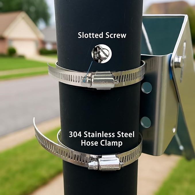 Solar Panel Pole Mount Kit, Adjustable Angle Mounting Bracket for 20w, 30w, 40w, 50w Panel, 0-90° Tilt, Fits Flat Surface or Poles Dia.1.8 - 4 Inches